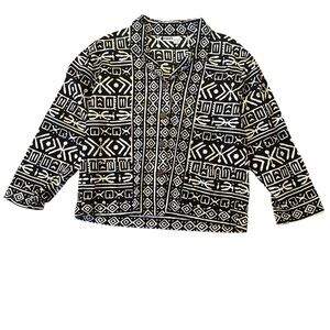 Chico's Geometric Black and Ivory Top Size S/M